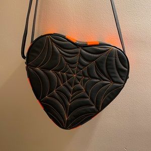 Love Pain and Stitches Spiderweb Heart Purse